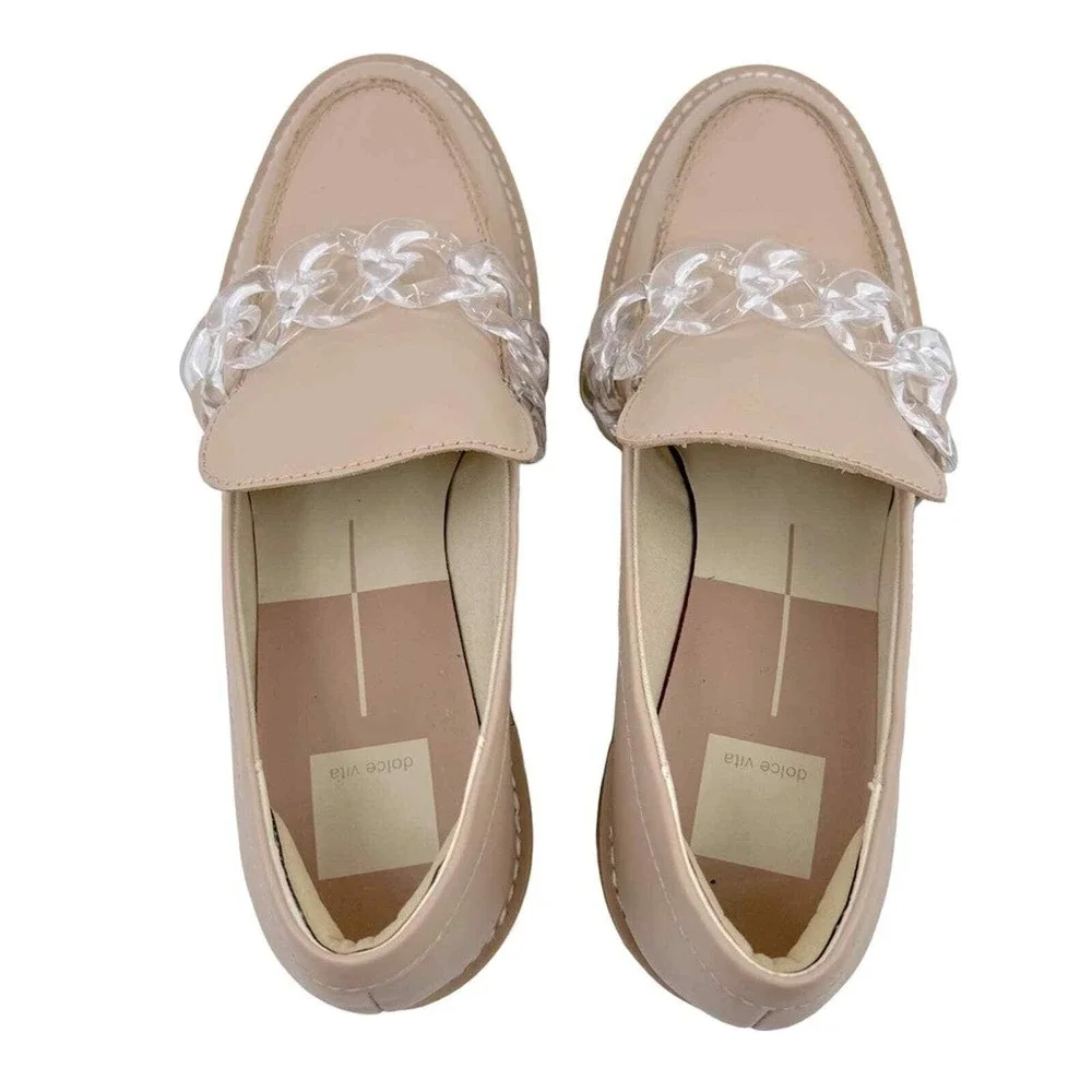 DOLCE VITA 8.5 Haris Leather Blush Platform Loafers
